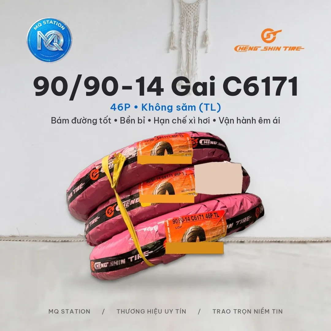 Vỏ lốp sau 90/90-14 không săm (TL) ChengShin – nhiều mã gai