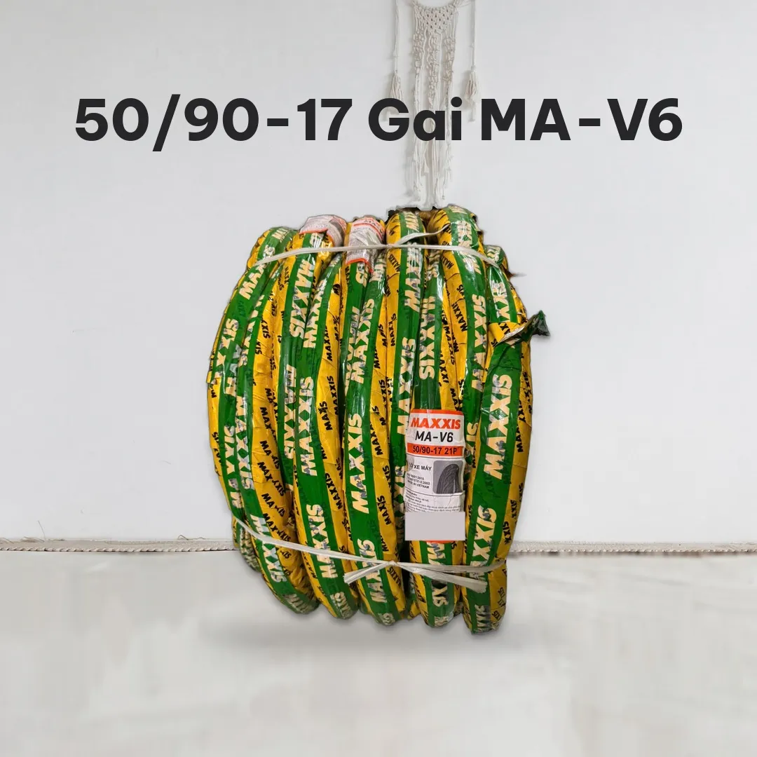 Vỏ Lốp Maxxis V6 MA-V6 50/90-17 Gai Phượng Hoàng Xương Cá Dùng Săm Độ Wave Sirius Future Exciter
